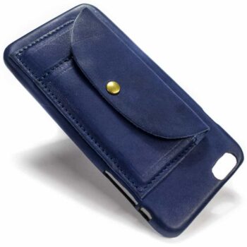 iPhone 6 Plus Leather Back Case, Blue Navy Squared, Made in Italy