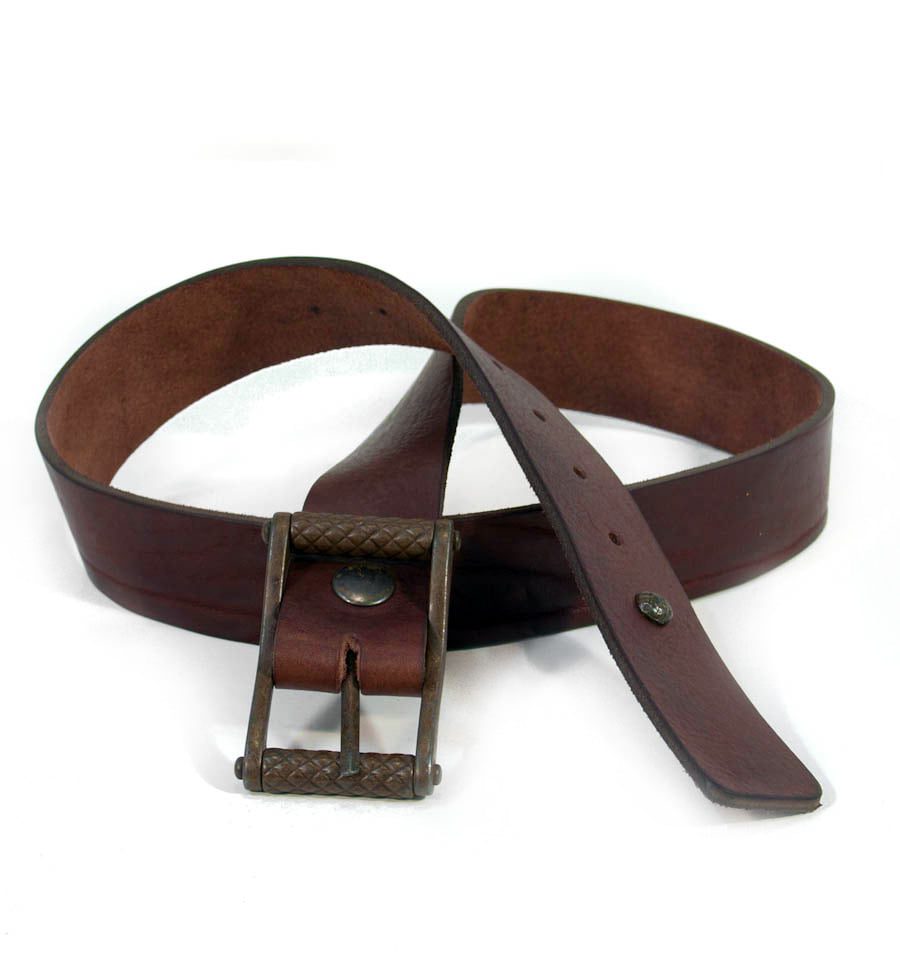 Italian Leather Belt Black Single Skin Hide Leather Textured Weave Embossed 40mm